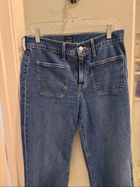 J. Crew Vintage-Inspired Full Length Wide Leg Jeans in Dark Blue